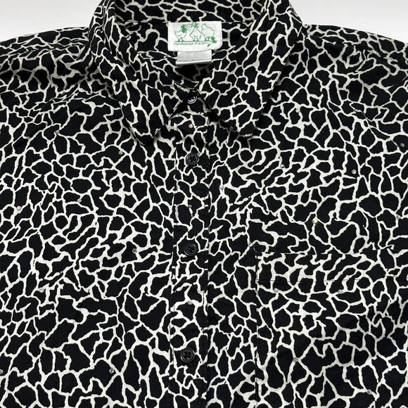 Quacker Factory Button Up Shirt Womens Plus 2X Black White Rhinestone Cotton - Picture 2 of 7